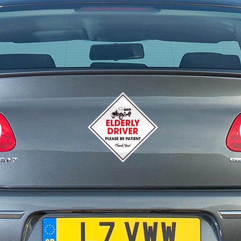 SAFESIGN Elderly Driver Please Be Patient Car Sign Bumper Stickers