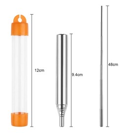 Blow Fire Tube, Stainless Steel Collapsible Pocket Bellows Blowing Tube Tool for Camping Cooking Campfire Survival