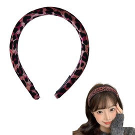 Pink Leopard Headband Hair Accessories for Women Girls Padded Hairband Leopard Print Hair Wrap Cheetah Leopard Hair Band for Party Cosplay Leopard Print Padded Hairbands for Women Girls