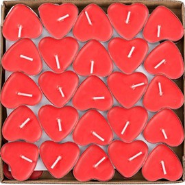 50 Packs of red Heart-Shaped Candles - Decorations for Weddings, Parties, Valentine's Day, and Christmas