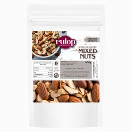 Rulop Mix Nuts 500g: Raw & Unsalted Cashews, Almonds, Walnuts, Brazil Nuts - Nutritious Vegan, Keto, Vegetarian Snack Mix, Bulk Diet Treat & Wholesome Gift Choice