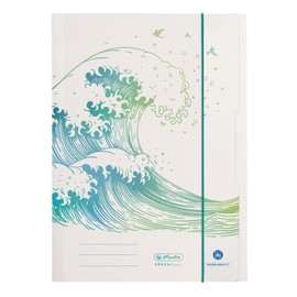 herlitz 50033928 Portfolio Folder A4 with Green Line Wave Design