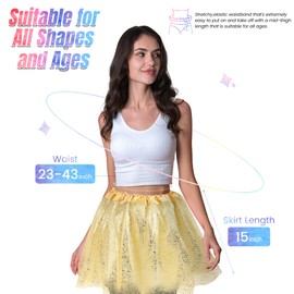 Simplicity Women's 3 Layered Tulle Sparkling Sequin Tutu Skirt, Golden Sequin