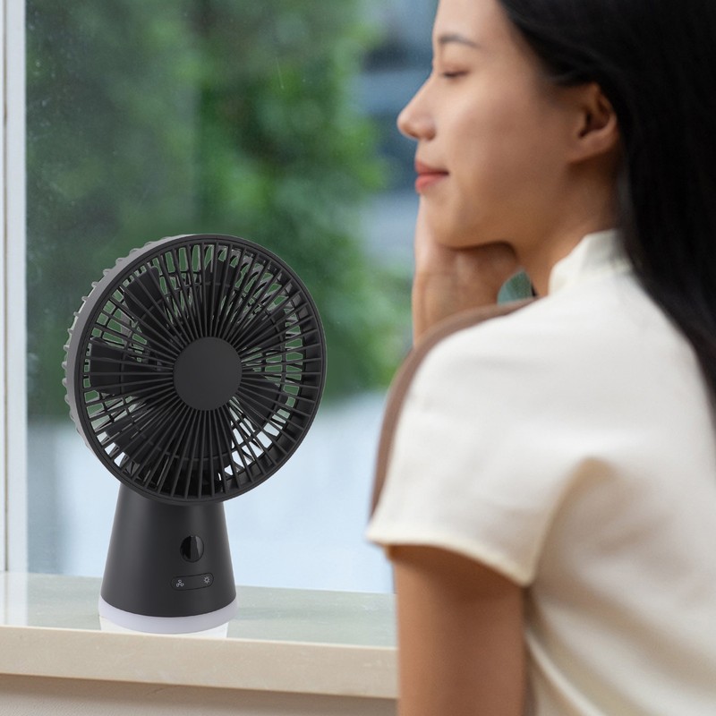 Desktop Fan Portable 5 Speed Power Display Quiet USB Rechargeable