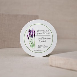 The Cottage Greenhouse Wild Lavender & Violet Body Butter, 5.5 oz., Shea Butter, Aloe, Honey & Avocado Oil, Body Lotion for Women, Hydrating & Smooth Body Moisturizer