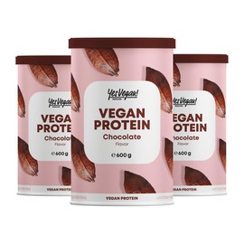 Vegan Protein Powder Choco Including Free Shaker with B2 and Zinc - Alternative to Whey Protein Powder - Flavour: Choco - Protein Powder Vegan (3 x 600 g), Choco)