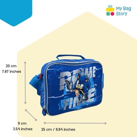 mybagstory - Lunch bag for boys Sonic Blue - Child - School - Primary - Kindergarten - Daycare - Nursery - Lunch Boy - Size 25 cm - Adjustable Straps - Gift Idea