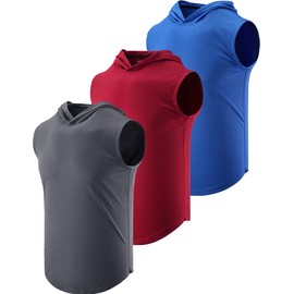 3-Pack Sleeveless Gym Hoodie for Men Workout Shirts, Muscle Hooded Tank Tops Athletic Apparel (Set 2, X-Large)