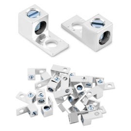 QWORK Aluminum Alloy Mechanical Lugs, 25Pcs Tin-Plated Cable Connectors with 5/16-24 Screw Size for 14 AWG - 2/0 AWG Conductors