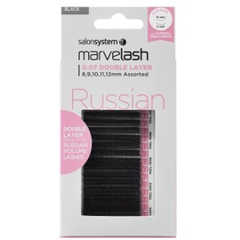 Salon System Marvelash Russian 0.07 Double Layer, Assorted Black C+D Curl Lashes Black