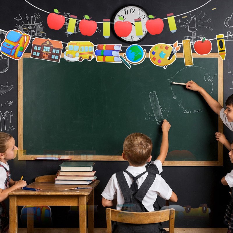 Handytoolinc Back to School Decorative Banner Set, Apple and Pencil