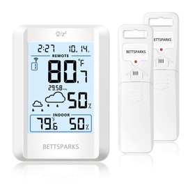 Indoor Outdoor Thermometer Wireless Battery Powered, Weather Stations Wireless Inside Outside Temperature Humidity Monitor with 2pcs Outdoor Remote Sensor,330ft Range