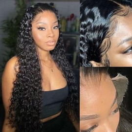 Elva Hair 13x4 SKINLIKE Real HD Lace Closure Wigs 180% Density Lace Front Wig 0.10mm Ultra-thin Swiss Lace Frontal Pre-plucked Bleached Knots With Baby Hair Curly Human Hair Wigs