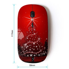 KOOLmouse [ Optical 2.4G Wireless Mouse [ Christmas Tree Stars Winter Holidays Red ]