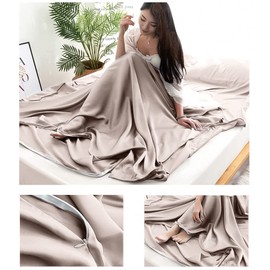 MongByYa Sleeping Bag Liner Lightweight Compact Sleeping Bag Sack Portable Clean Travel Sheet Camping Sleep Sheet for Backpacking Hotel Hiking (Light Khaki, 82.7'' X 45.3'')