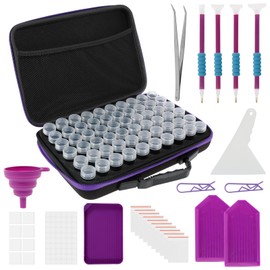 LGHWKETH Diamond Art Storage Containers 60 Slots Diamond Art Accessories Organizer with Diamond Drawing Tools Portable Diamond Art Storage Case for Diamond Drawing Lovers Craft Enthusiasts