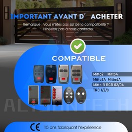 3 x Mitto4 B RCB04 remote control, 4 channels, rotation code 433.92 MHz remote control, compatible with: MITTO2, MITTO4, MITTO2A, MITTO4A, B RCB02, B RCB04, KLEIO B RCA02, KLEIO B RCA04,