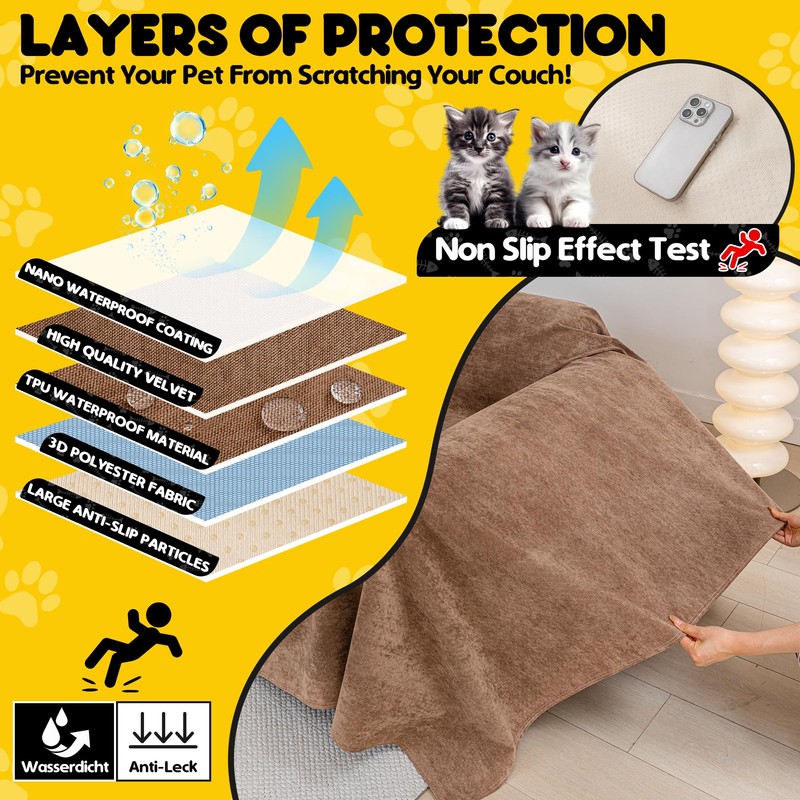 Cat Scratch Furniture Protector - Anti-Slip, Waterproof Sofa Cover to