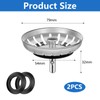 VZU 2PCS Kitchen Sink Strainer Plug, 78mm Sink Plug strainer,