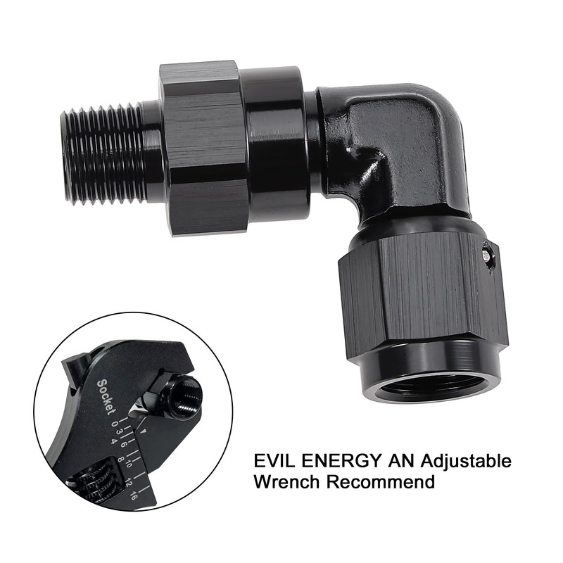 EVIL ENERGY 4AN Female to 1/8 NPT Pipe Swivel 90
