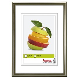 Hama Sevilla Photo Frame 13 x 18 cm with Mount 9 x 13 cm Glass Plastic Frame for Hanging and Standing, Grey