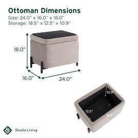 LifeStyle Solutions Studio Living Connor Storage Ottoman Small, Taupe