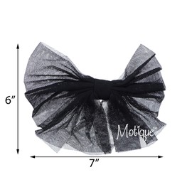 Large Chiffon Hair Bow With Rhinestones For Girls - Set of 2-Black