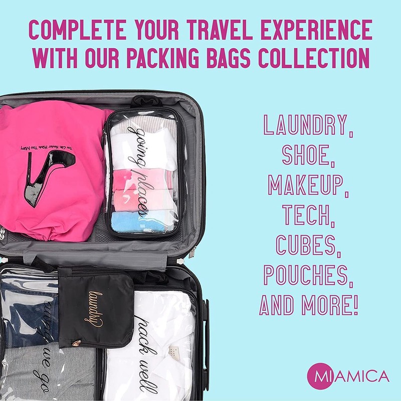 Miamica 2 Pc Travel Shoe Bag Packing Cube, Black, Shoes