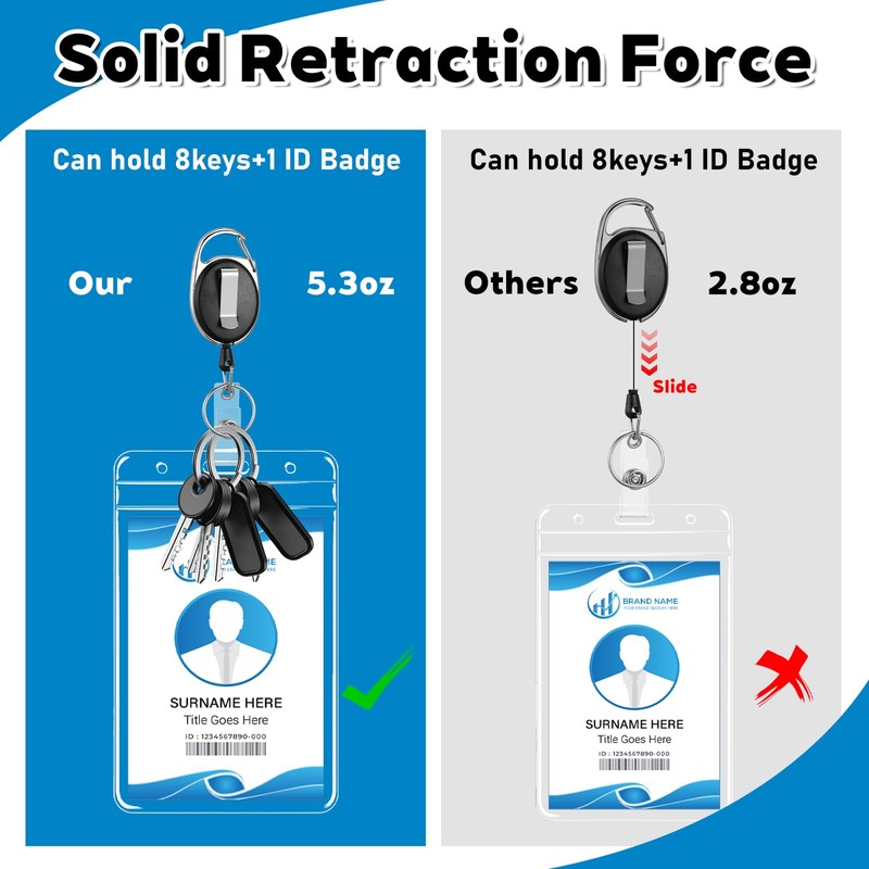 50 Pcs Heavy Duty Retractable Badge Reels, Badge Holder Clips