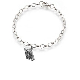 A44 Wild Boar’s Head fine lead free English Pewter charm on a belcher link chain anklet bracelet