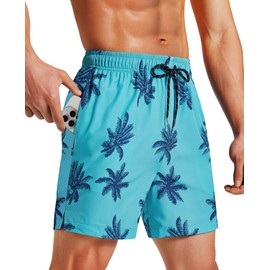 Milin Naco Mens Swim Trunks 5 inch Quick Dry Board Shorts with Zipper Pockets Mesh Lining Bathing Suit Beach Shorts