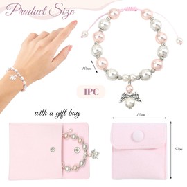 LunarCharm Pink and White Pearl Bracelet, Christening Gifts for Girls, Wrap Bracelets, Gifts for Teenager Girls, Gifts for Daughter, Granddaughter, Bracelet Girls, Shell