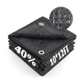 Cool Area 40% Sun Shade Cloth Mesh Tarp with Grommets for Plant Cover 10x12ft Patio Canopy Garden Pergola Greenhouse Car Barn Kennel Black