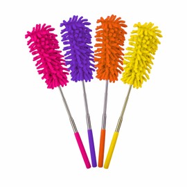 Telescopic Duster Microfibre Dusting Brush With Telescoping Pole Fluffy Extendable Feather Duster Cobweb Brush Multifunctional Cleaning Equipment Home Accessories Assorted Colours 24cm X 5cm (1Pc)