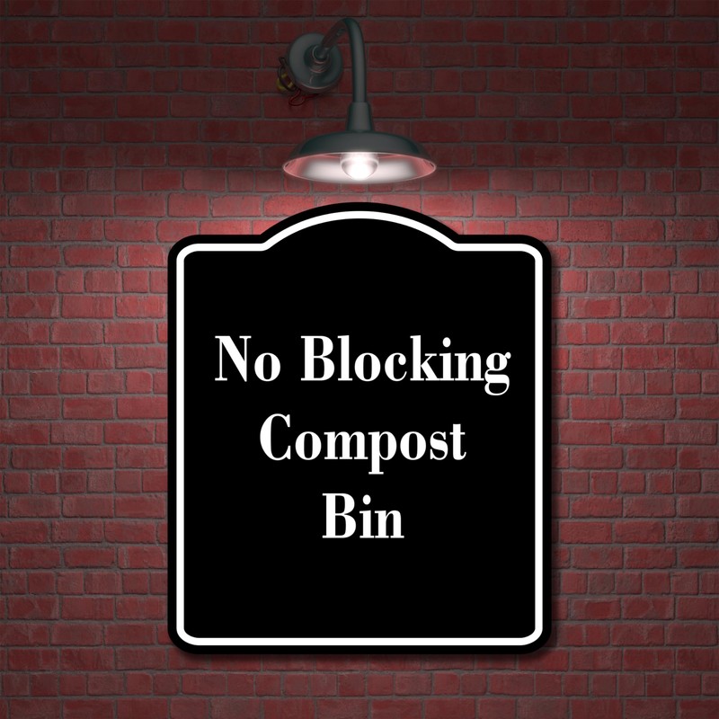 No Blocking Compost Bin BLACK Aluminum Composite Sign 20''x24''