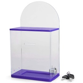 MCB - High Quality Locked Donation Box with Back Wall Clear Display Area - For Fundraising Donation Box - Ticket Box - Collection Box - (Blue)