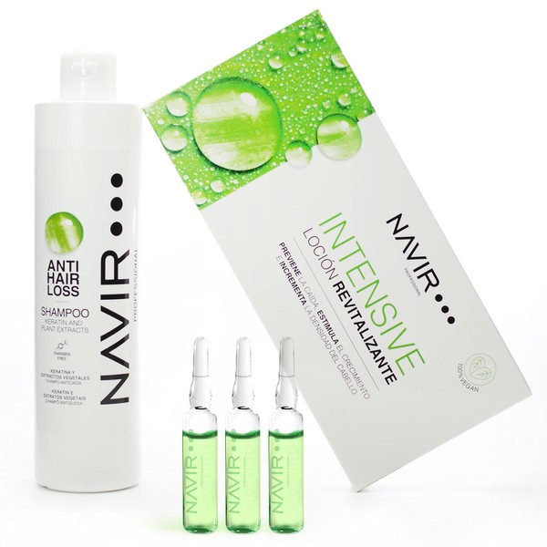 NAVIR Profesional | Anti-Haarausfall-Ampullen + Anti-Haarausfall-Shampoo | Behandlung mit pflanzlicher