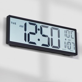 Mee 2ou Digital Wall Clock Battery Operated, 15" Digital Clock Large Display With Date And Day Of Week, Large Number Digital Clock With Temperature, Auto DST, Alarm, Snooze, 12/24-hour For Desk Office