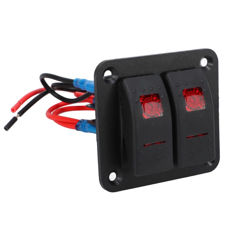 Rocker Switch Panel 2 Gang On Off Pre Wired Red
