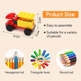 KOSTACHI Pack of 24 Children's Pencil Sharpeners, Children's Birthday Party Favours, Colourful Building Block Toy & Pencil Sharpener in One, Sharpener with Tin for Party Bags, Children's Birthday