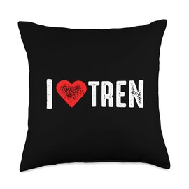 I Love Tren Throw Pillow, 18x18, Multicolor