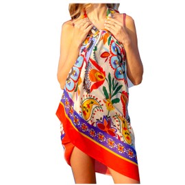 Cotton Sarong for Women and Men with Tassels 2024 Oversized Beach Pareo Skirt Wrap Ladies - Swimsuit Bikini Cover Up Floral Colorful Tapestry Wall Hanging