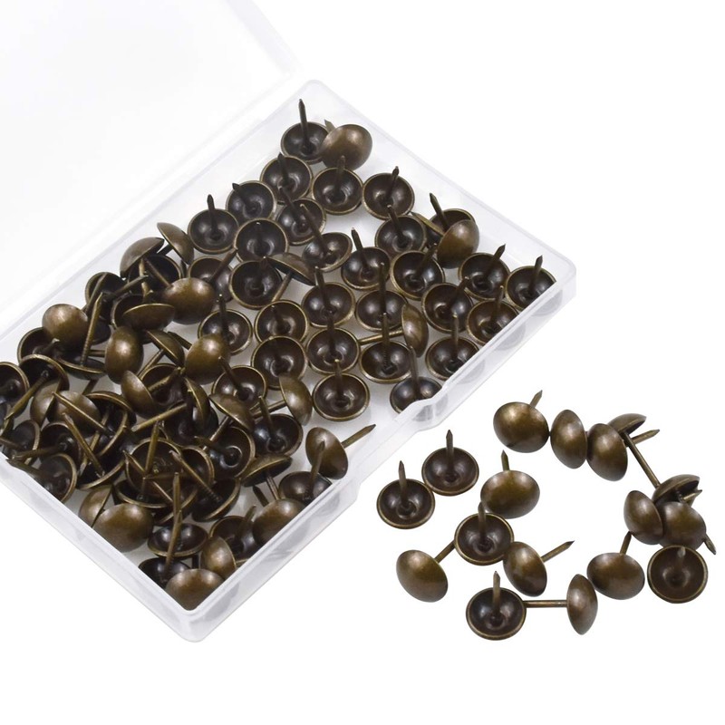 100 Pcs Drawing Pins Brass Thumb Tacks Map Tacks Brown