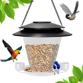 YYWMWM Solar-Bird-Feeders Metal-Wild-Bird-Feeder Outside-Hanging Outdoors-Backyard - for Birding Wildlife Birds Feeders Rust-Resistant White