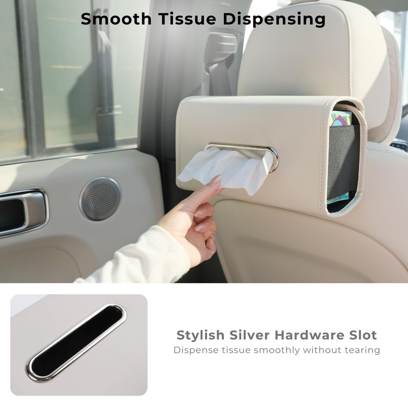 Car Tissue Holder, Ompellus Premium PU Leather Tissue Box Holder
