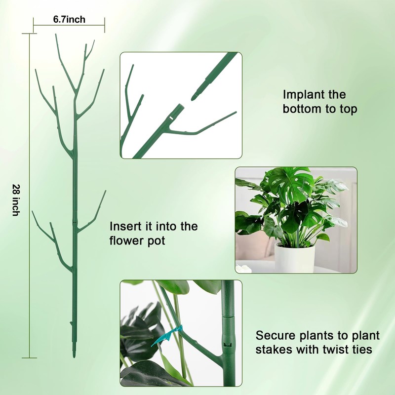 Qaobo 10 Pack Stackable Plant Support Stakes, Climbing Plant Support