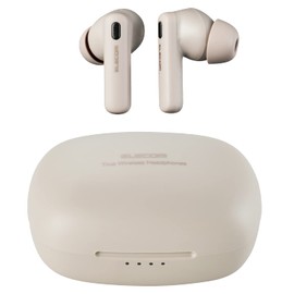 Elecom LBT-TWS13BE Wireless Earphones, Bluetooth 5.2, Noise Cancelling, AAC Compatible, Lightweight, Completely Wireless, In-Ear Type, Beige
