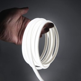 GQL Flexible COB Neon Light Strip, 220V LED Strip 288 LEDs/m, Cut to 50cm, IP65 Waterproof Modified Silica Gel Rope Light with UK Plug Power Supply (4m, Cold White)