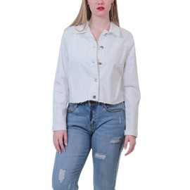 JOUJOU Women's Lightweight Denim Jacket, Comfortable & Designer Coat, White, Medium
