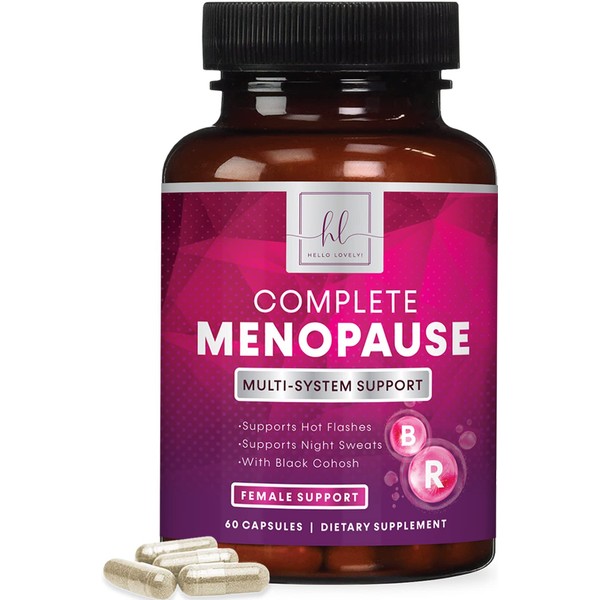 Menopause Supplements for Women, Complete Menopause Relief with Black Cohosh, Dong Quai & Chasteberry for Hot Flashes, Night Sweats, Energy & Hormone Support, Non-GMO Menopause Vitamins - 60 Capsules